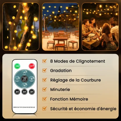 Guirlande lumineuse boules Lureshine 32 m – 200 LED blanc chaud — image 4