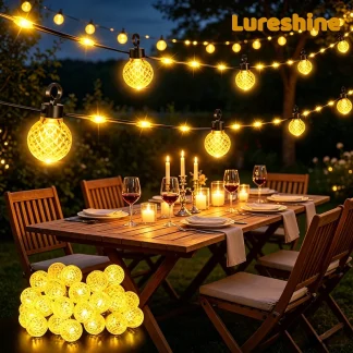 Guirlande lumineuse boules Lureshine 32 m – 200 LED blanc chaud