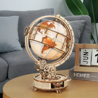 Robotime Globe Lumineux en Bois, Jeu de Puzzle 3D pour Noël, Cadeau pour Adultes, Décoration de Maison, Décoration de Bureau — image 3