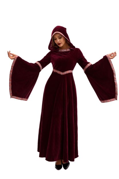 2025 Halloween Family Costume Performance Costume Party Performance Costume Adult European Medieval Burgundy Vampire — image 18