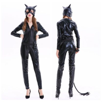 Combinaison de chat en similicuir noir — image 5