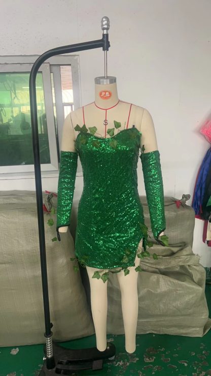 2023 European and American Costume Adult Leaf Sequins Halloween Playing Costume Sexy Dance Dress Costume dress — image 11