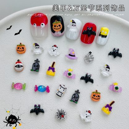 Décorations d'ongles Halloween, fantômes et citrouilles — image 2
