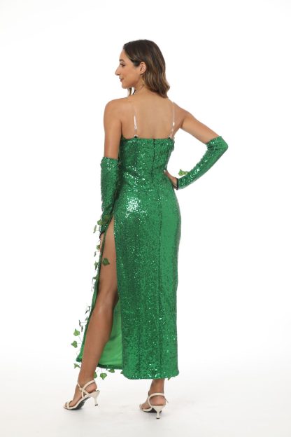 2023 European and American Costume Adult Leaf Sequins Halloween Playing Costume Sexy Dance Dress Costume dress — image 36