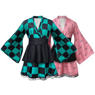 Spot Halloween Demon Slayer Anime Kamado Tanjiro Nezuko Cospaly Costume Japanese Kimono