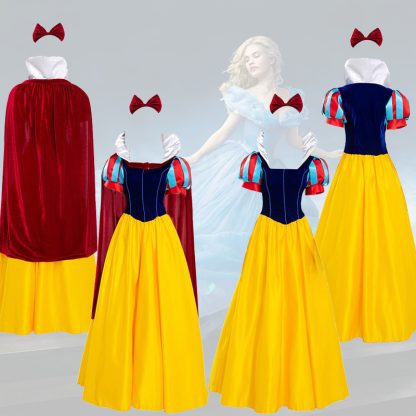 Robe de princesse bleue et jaune pour femme