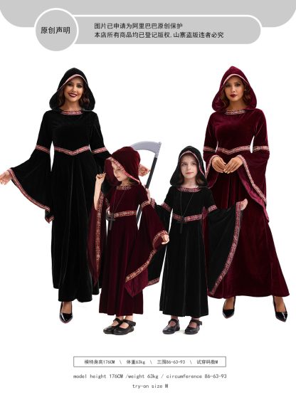 2025 Halloween Family Costume Performance Costume Party Performance Costume Adult European Medieval Burgundy Vampire — image 10