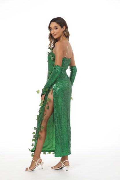 2023 European and American Costume Adult Leaf Sequins Halloween Playing Costume Sexy Dance Dress Costume dress — image 35
