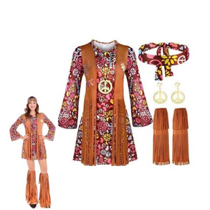 Robe hippie à franges pour femme
