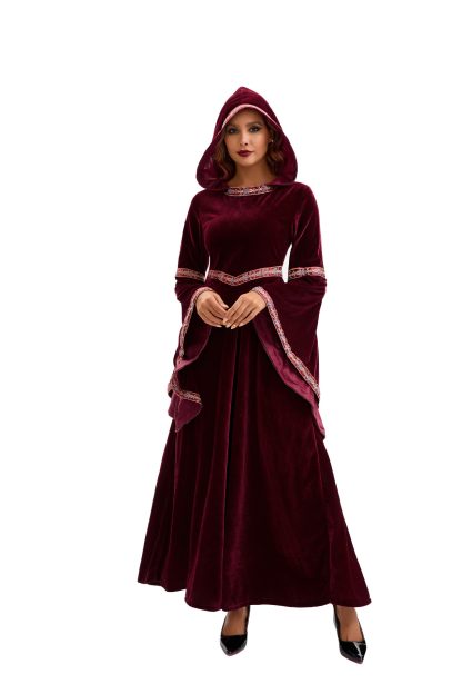 2025 Halloween Family Costume Performance Costume Party Performance Costume Adult European Medieval Burgundy Vampire — image 24