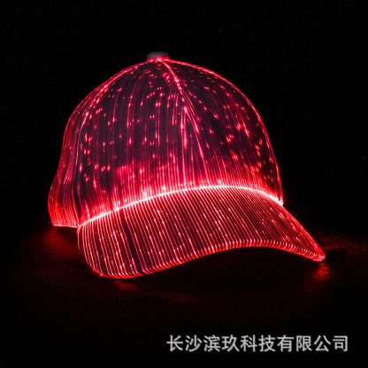 Casquette lumineuse LED à fibre optique, noir et blanc — image 2