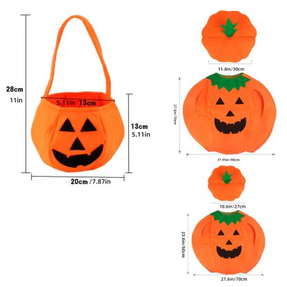 Déguisement citrouille pour enfant, chapeau et sac à bonbons — image 4
