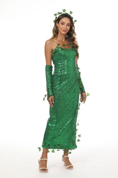 2023 European and American Costume Adult Leaf Sequins Halloween Playing Costume Sexy Dance Dress Costume dress — image 32