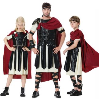 Subaru Halloween Ancient Roman Warrior Shield Sword Gladiator Cosplay Role Play Costume Parent-Child Outfit