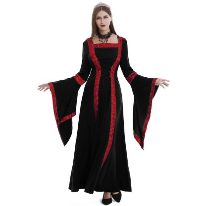 Robe médiévale à capuche et manches évasées — image 6