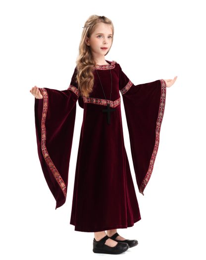 2025 Halloween Family Costume Performance Costume Party Performance Costume Adult European Medieval Burgundy Vampire — image 30