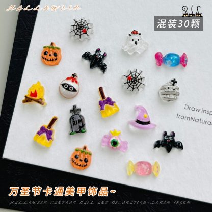 Décorations d'ongles Halloween, fantômes et citrouilles — image 4
