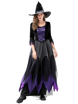 Robe de sorcière noire et violette