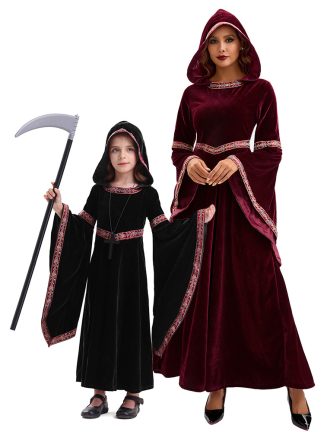 2025 Halloween Family Costume Performance Costume Party Performance Costume Adult European Medieval Burgundy Vampire
