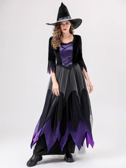 Robe de sorcière vampire noire et violette — image 3