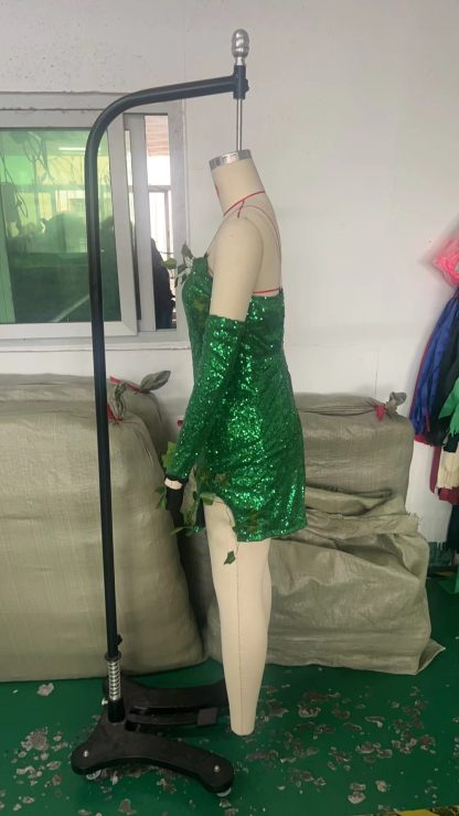 2023 European and American Costume Adult Leaf Sequins Halloween Playing Costume Sexy Dance Dress Costume dress — image 12
