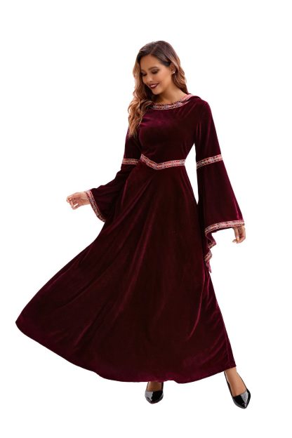 2025 Halloween Family Costume Performance Costume Party Performance Costume Adult European Medieval Burgundy Vampire — image 21