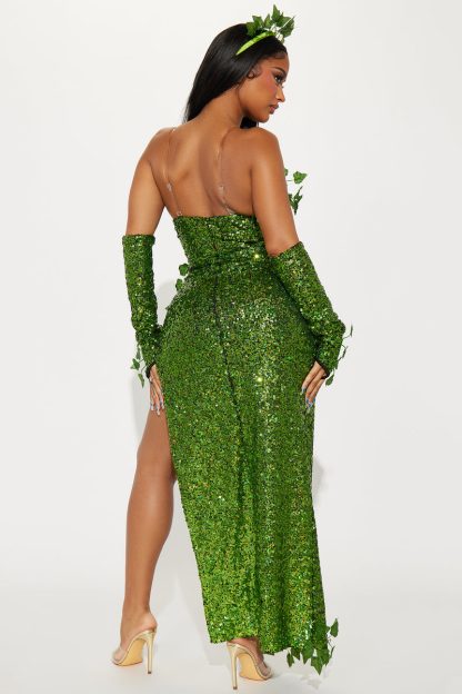 2023 European and American Costume Adult Leaf Sequins Halloween Playing Costume Sexy Dance Dress Costume dress — image 27