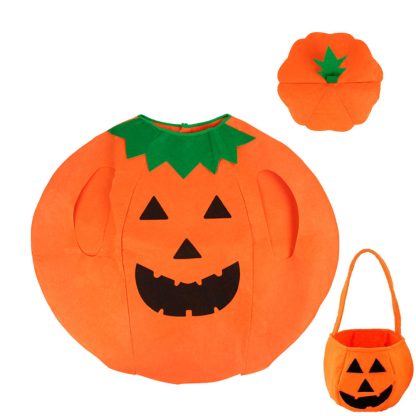 Déguisement citrouille pour enfant, chapeau et sac à bonbons — image 5