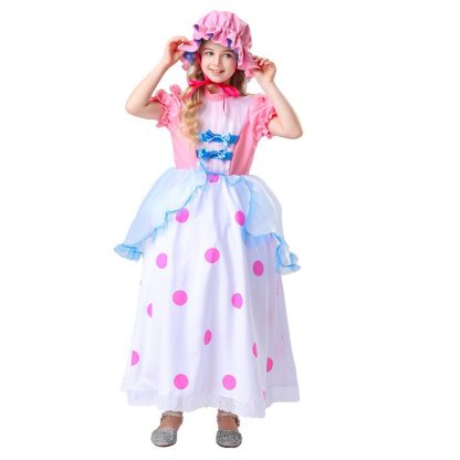 Robe longue rose de bergère