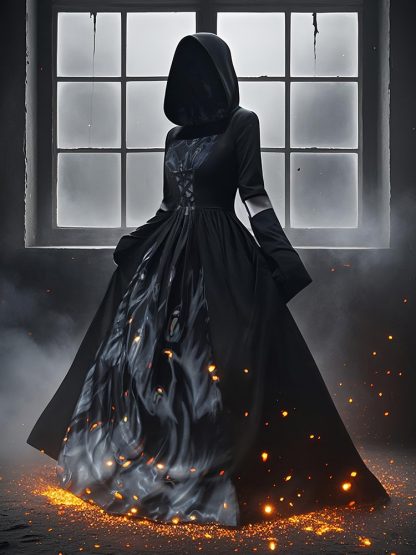 Robe de sorcière squelette à capuche