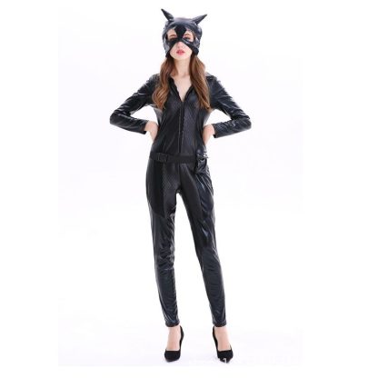 Combinaison de chat en similicuir noir — image 2