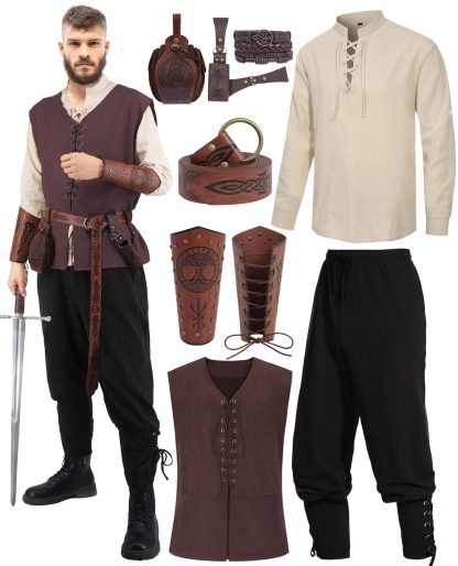 Costume de pirate Renaissance pour homme, 9 pièces — image 3