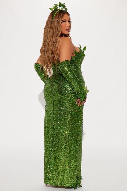 2023 European and American Costume Adult Leaf Sequins Halloween Playing Costume Sexy Dance Dress Costume dress — image 29
