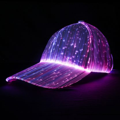Casquette lumineuse LED à fibre optique, noir et blanc — image 3