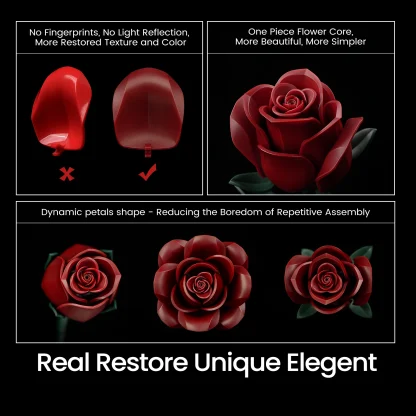 Ensemble de blocs de construction de Bouquet de Roses, fleurs artificielles, décoration de maison, briques florales de mariage, jouets, cadeau de noël, de saint-valentin pour adultes — image 6