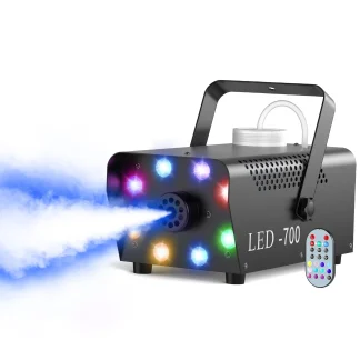 U'King 700W Machine à fumée RGB 3in1 8 LED scène coloré Spray Machine à brouillard lumière de scène Banquet de mariage Disco DJ spectacle de noël