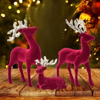 Décoration de noël en forme de renne, 3 pièces, Figurine d'élan, décoration de fête, rétro, fête de noël, pièce maîtresse festive