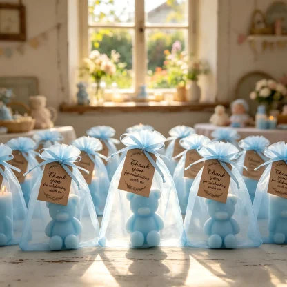 Lot de 10 bougies ourson bleu en cire de soja — image 6