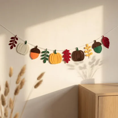 Guirlande en feutre citrouilles et feuilles d'automne — image 16