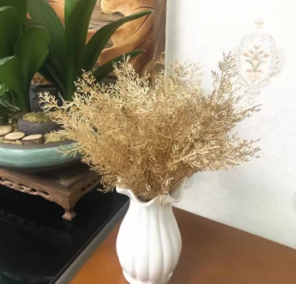 Fleur artificielle dorée et argentée, fausses feuilles de fleurs, plantes en plastique, Bouquet de mariage, décoration de Table pour la maison, accessoire Photo — image 2