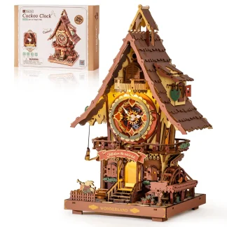 Robotime ROKR – horloge coucou mécanique 3D, Puzzle en bois, Kit de construction d'horloge coucou de noël, projet de bricolage de vacances pour adolescents et adultes