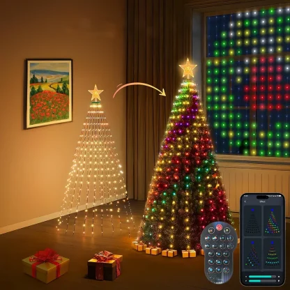 Guirlandes lumineuses de Noël, guirlandes lumineuses intelligentes RGBIC 400 LED avec décoration étoile supérieure, lumières de Noël adressables pour intérieur et extérieur — image 22