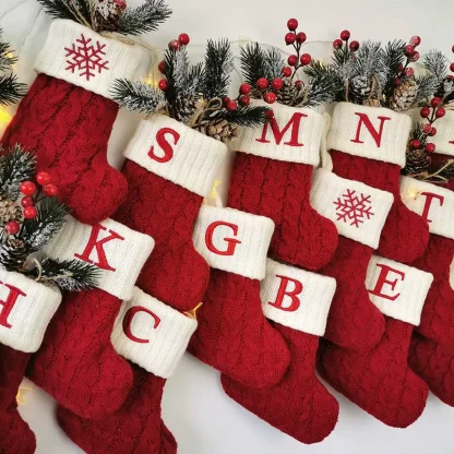 Chaussettes tricotées Alphabet de noël, ornements d'arbre de noël, décorations pour la maison, cadeaux du nouvel an 2025, 2025 — image 5