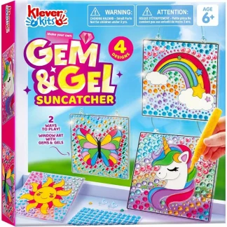JOYFY 4 pièces fenêtre Art 2-en-1 gemmes et gels Suncatcher 2 façons de jouer diamant pour garçons filles cadeaux d'anniversaire de noël