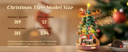 Rolife – Boîte à musique sapin de Noël lumineuse, puzzle 3D — image 10
