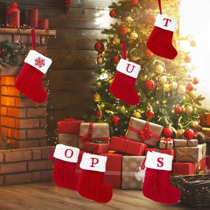 Chaussettes tricotées Alphabet de noël, ornements d'arbre de noël, décorations pour la maison, cadeaux du nouvel an 2025, 2025 — image 38