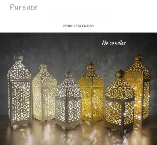 Lanterne marocaine en métal, porte-bougie
