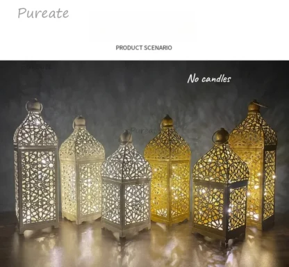 Lanterne marocaine en métal, porte-bougie