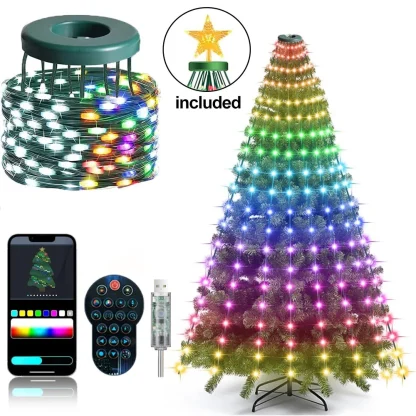 Guirlandes lumineuses de Noël, guirlandes lumineuses intelligentes RGBIC 400 LED avec décoration étoile supérieure, lumières de Noël adressables pour intérieur et extérieur — image 10