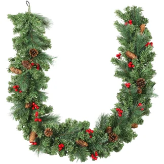 Guirlande de Noël artificielle HOMCOM 180 cm, pommes de pin et baies